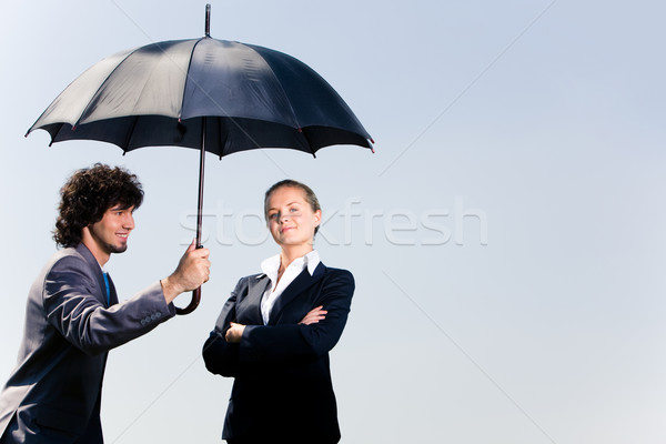 Sécurité image homme d'affaires parapluie regarder [[stock_photo]] © pressmaster