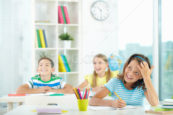 Szczęśliwy lekcja portret cute dziewczyna dwa Zdjęcia stock © pressmaster