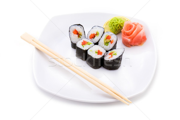 Afbeelding sushi geserveerd gember wasabi vis Stockfoto © pressmaster