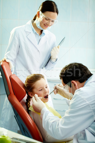 Foto stock: Jóvenes · paciente · dentista · hombre · médico