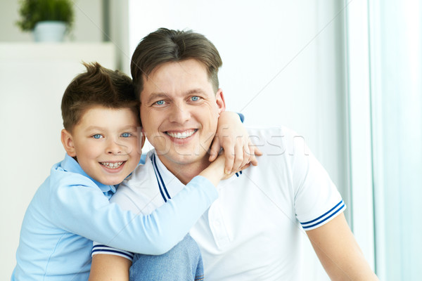 Foto stock: Nino · padre · foto · feliz · hombre · hijo