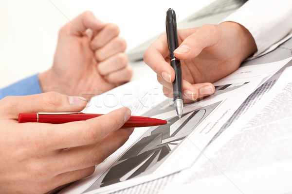 Papírmunka közelkép emberek kezek megbeszélés üzlet Stock fotó © pressmaster
