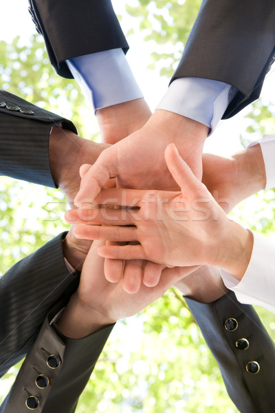 [[stock_photo]]: Affaires · Union · inférieur · vue · personnes · mains