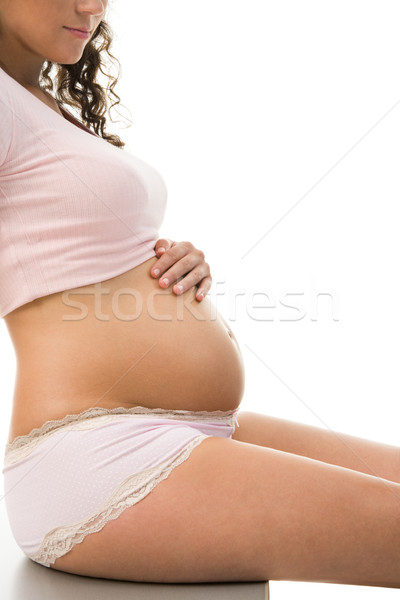 Ciąży pani Fotografia dość kobieta w ciąży majtki Zdjęcia stock © pressmaster