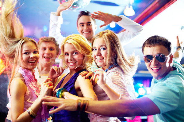 [[stock_photo]]: Danse · portrait · filles · fête · heureux