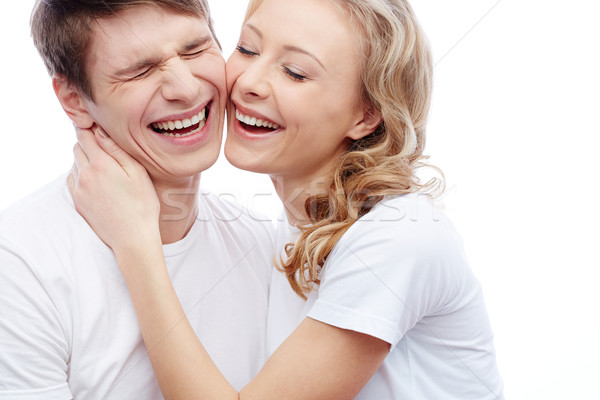 Râsete portret amoros atingere fete Imagine de stoc © pressmaster