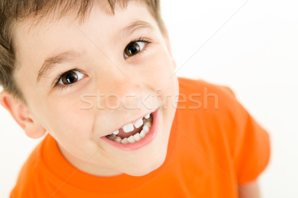 Foto stock: Retrato · riendo · blanco · sonrisa · feliz