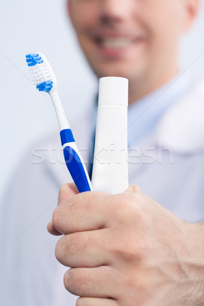 Brush and toothpaste Stock photo © pressmaster