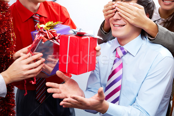 Meglepő kép férfi mi ajándék fogad Stock fotó © pressmaster