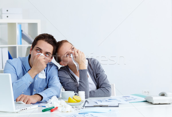 раздражающий болезнь изображение больным Бизнес-партнеры сидят Сток-фото © pressmaster