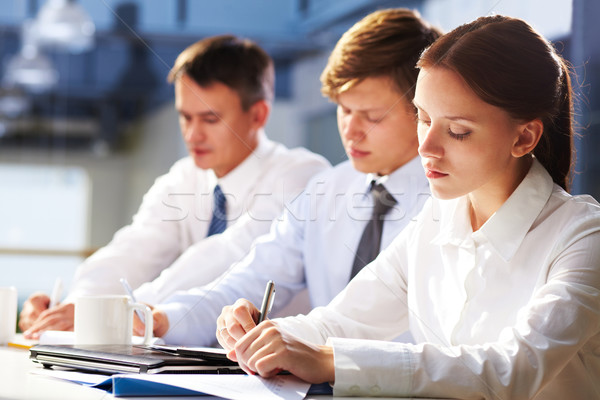 Stock foto: Schriftlich · Studenten · drei · Jugendlichen · stellt · fest