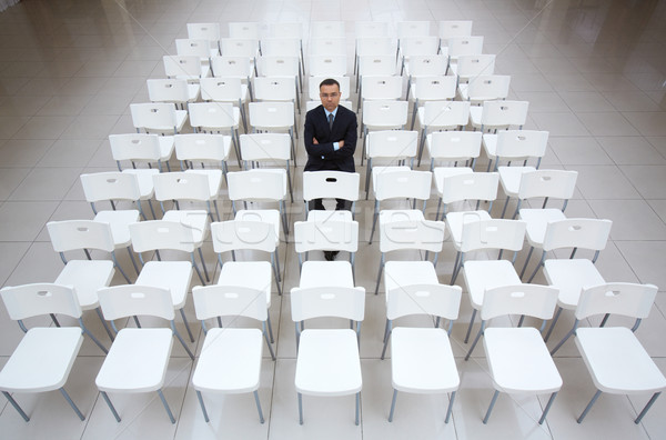 Ernstig werkgever portret zakenman vergadering een Stockfoto © pressmaster