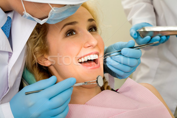 歯 治す 画像 小さな 女性 歯科 ストックフォト © pressmaster
