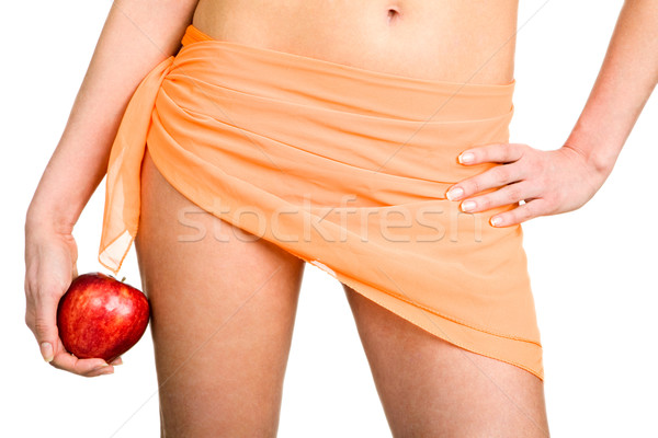 Diéta kép nőies alkat visel narancs Stock fotó © pressmaster