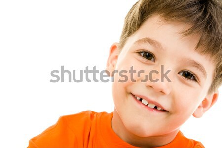 Сток-фото: мальчика · портрет · улыбка · белый · счастливым