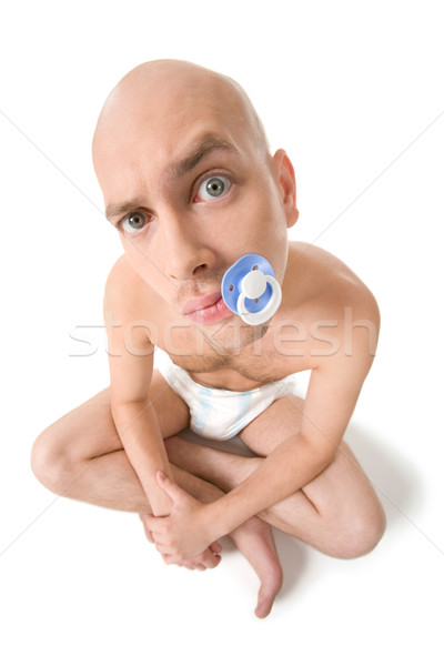 Emzik bebek adam ağız bakıyor kamera Stok fotoğraf © pressmaster
