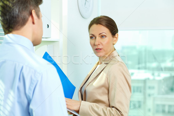 Befragung aussehen business woman schauen männlich Kollege Stock foto © pressmaster