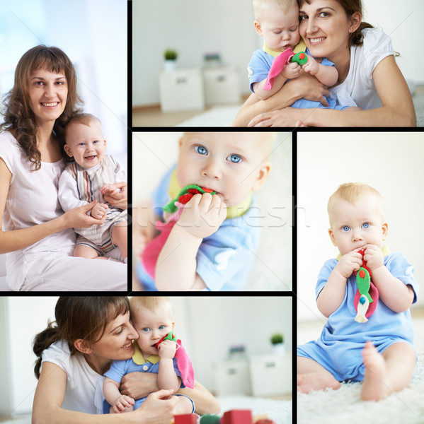 Stockfoto: Moeder · baby · collage · gelukkig · vrouw · klein