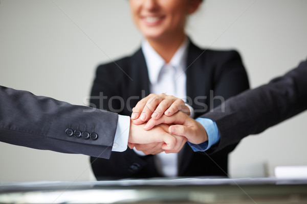 Stock fotó: Egység · kép · köteg · kezek · üzleti · partnerek · üzletasszony