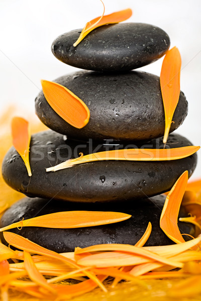 石頭 圖像 黑色 溫泉 橙 商業照片 © pressmaster