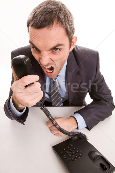 Kiált kép agresszív főnök kiabál telefonkagyló Stock fotó © pressmaster