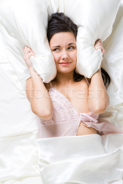 Ärger über Ansicht weiblichen Bett Stock foto © pressmaster
