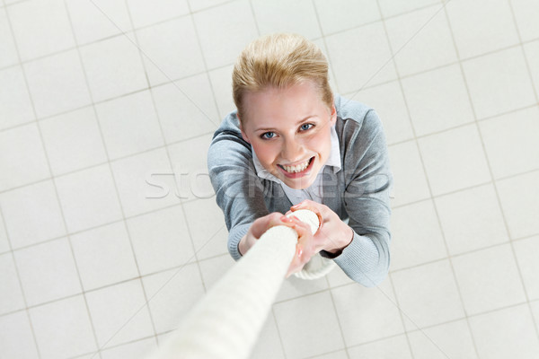 большой изображение деловая женщина вверх веревку Сток-фото © pressmaster