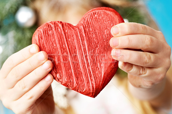 Szív kezek közelkép piros fából készült gyermek Stock fotó © pressmaster