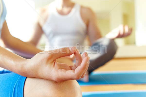 Foto stock: Meditação · feminino · masculino · pernas