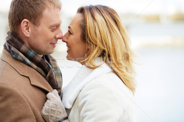 Yakınlık portre sevecen çift dokunmak sevmek Stok fotoğraf © pressmaster