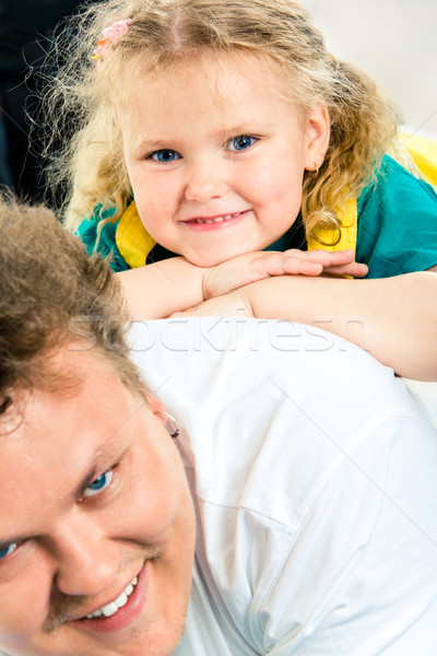 Kicsi cuki közelkép kicsi boldog lány apa Stock fotó © pressmaster