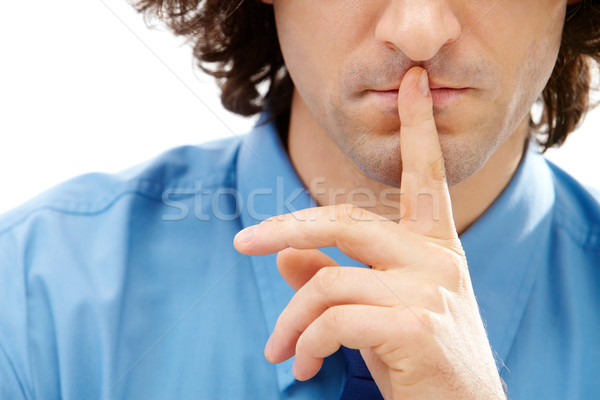Imagem gesto masculino dedo lábios negócio Foto stock © pressmaster