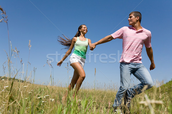 Foto stock: Corrida · juntos · foto · moço · mulher