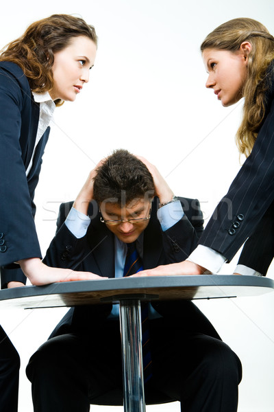 Werken conflict afbeelding zakenman boos vrouwen Stockfoto © pressmaster