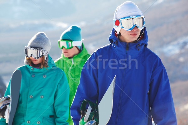 Snowboarder ritratto bello sfondo amici viaggio Foto d'archivio © pressmaster