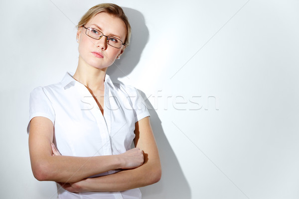 Pensive jeunes femme isolé blanche [[stock_photo]] © pressmaster