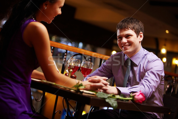 любовный пару портрет рук кафе Сток-фото © pressmaster