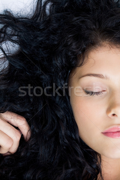 Szieszta közelkép derűs barna hajú alszik lány Stock fotó © pressmaster
