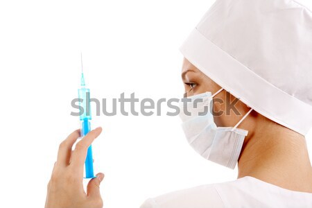 Arzt Spritze Krankenschwester Maske schauen Nadel Stock foto © pressmaster