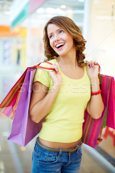 Foto stock: Feliz · momento · jovem · menina · feminino