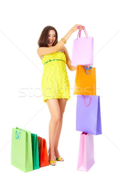Zdjęcia stock: Mój · zakupy · Fotografia · szczęśliwy · kobieta · pomarańczowy