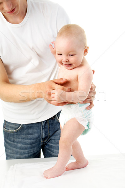 Stock foto: Lernen · Fuß · jungen · Vater · Lehre · Baby