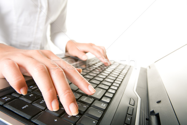 Foto stock: Trabalhando · imagem · feminino · mãos · teclado · laptop