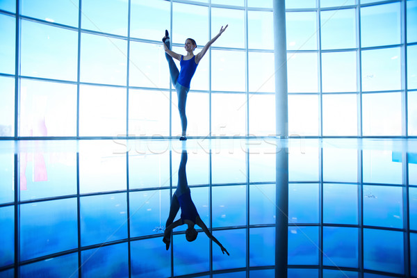 Antrenament sală de gimnastică imagine femeie echilibra Imagine de stoc © pressmaster
