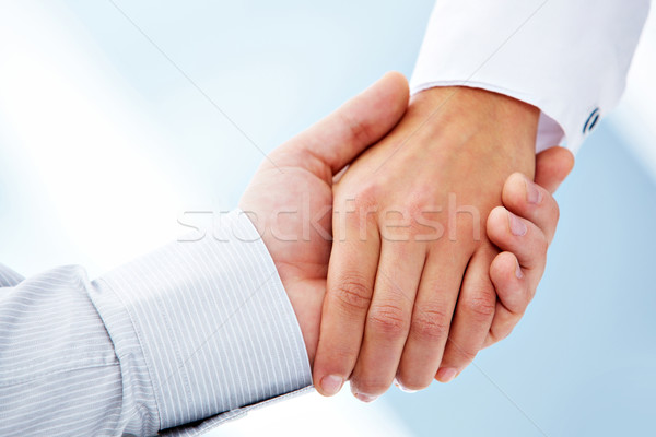 Onderhandelingen foto handdruk overeenkomst Stockfoto © pressmaster