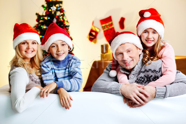 Hazır kutlama aile dört noel baba Stok fotoğraf © pressmaster