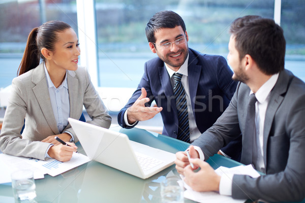 Business wisselwerking portret drie gelukkig Stockfoto © pressmaster