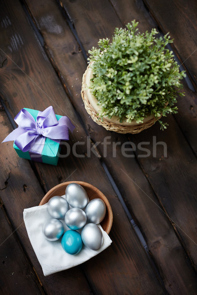Pascua plata azul huevos de Pascua planta primavera Foto stock © pressmaster