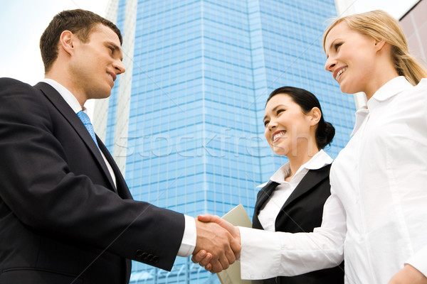 üzlet kép sikeres partnerek modern épület épület Stock fotó © pressmaster