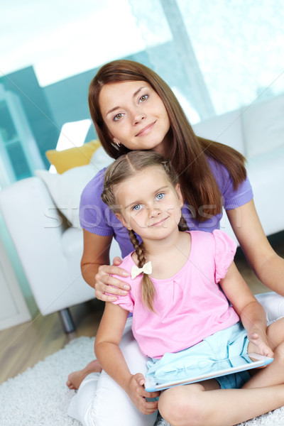 Stock foto: Home · Mutter · Tochter · Wochenende · zusammen · Frau